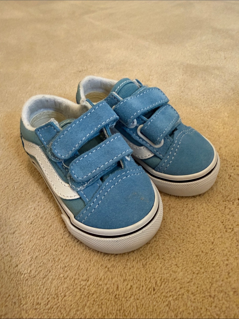 Vans Light Blue & White Velcro Toddler Sneakers (New)